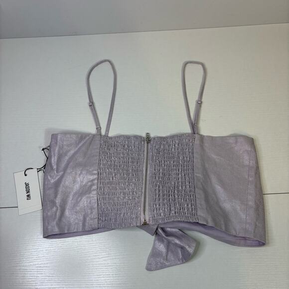 NWT Jason Wu Lavender Shimmer Crop Tie Front Bustier Top Size XL CC0555 - Picture 2 of 7